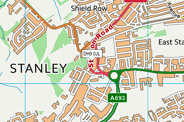 DH9 0JL map - OS VectorMap District (Ordnance Survey)