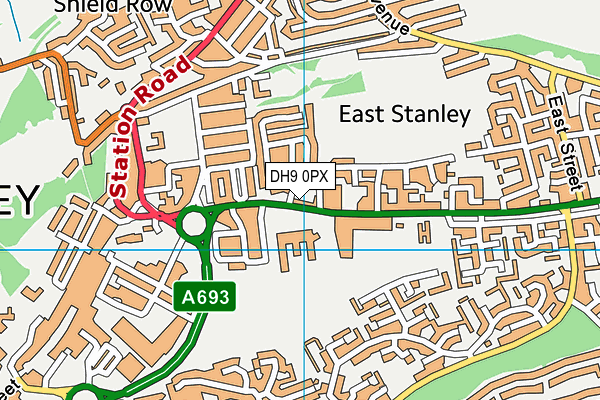 DH9 0PX map - OS VectorMap District (Ordnance Survey)