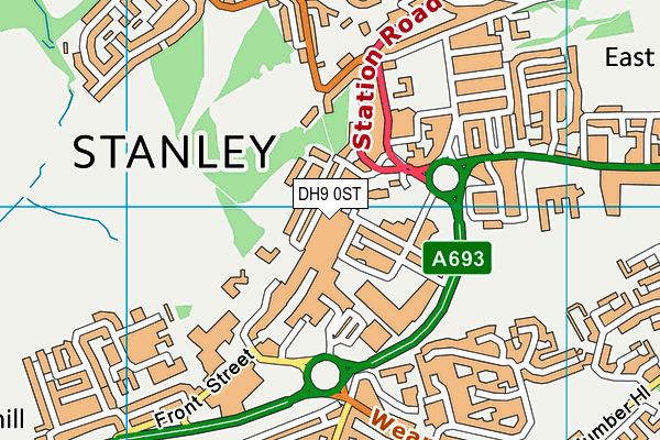 DH9 0ST map - OS VectorMap District (Ordnance Survey)