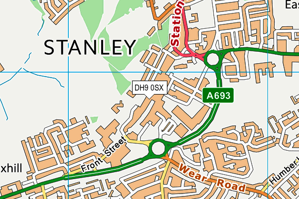 DH9 0SX map - OS VectorMap District (Ordnance Survey) DH9 0SX map - OS VectorMap District (Ordnance Survey)