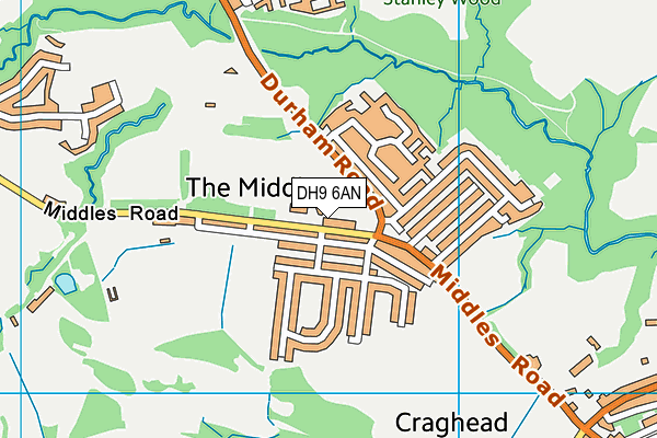 DH9 6AN map - OS VectorMap District (Ordnance Survey)