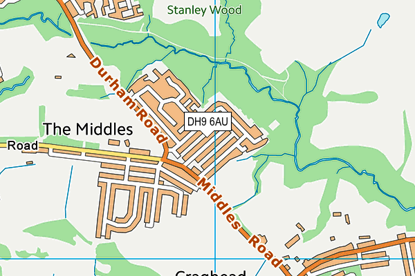 DH9 6AU map - OS VectorMap District (Ordnance Survey) DH9 6AU map - OS VectorMap District (Ordnance Survey)
