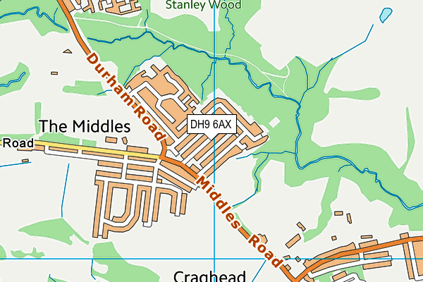 DH9 6AX map - OS VectorMap District (Ordnance Survey)