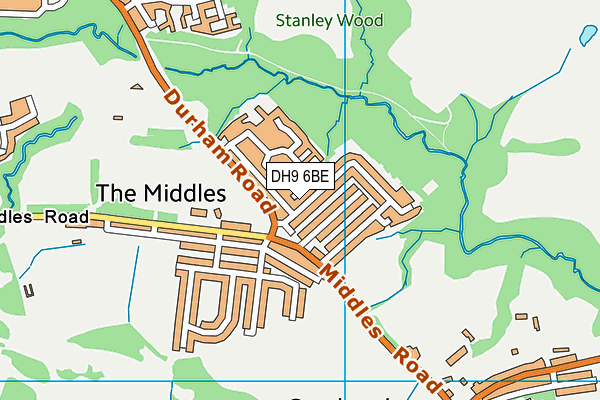 DH9 6BE map - OS VectorMap District (Ordnance Survey) DH9 6BE map - OS VectorMap District (Ordnance Survey)