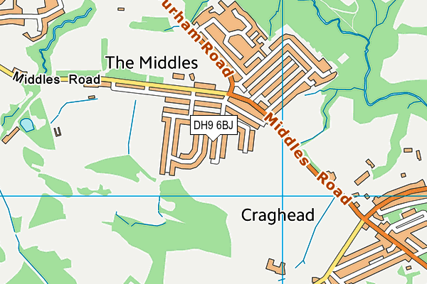DH9 6BJ map - OS VectorMap District (Ordnance Survey) DH9 6BJ map - OS VectorMap District (Ordnance Survey)