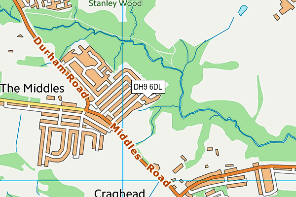 DH9 6DL map - OS VectorMap District (Ordnance Survey)