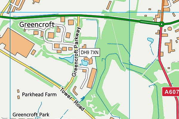 DH9 7XN map - OS VectorMap District (Ordnance Survey)