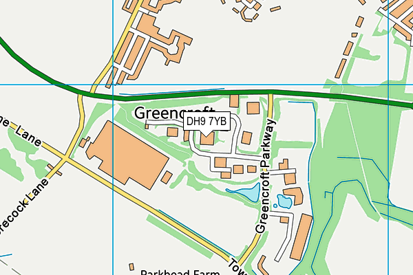 DH9 7YB map - OS VectorMap District (Ordnance Survey) DH9 7YB map - OS VectorMap District (Ordnance Survey)