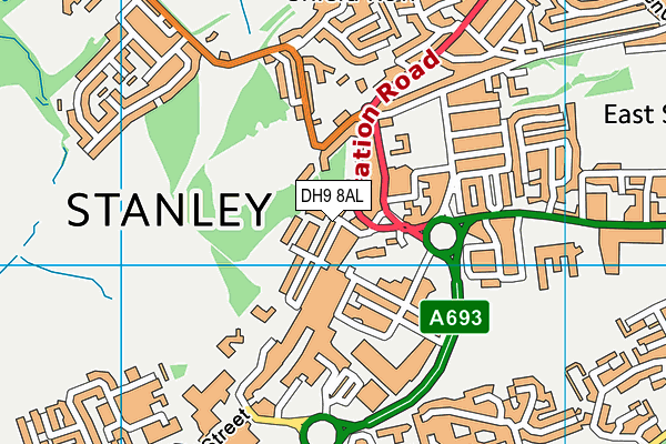 DH9 8AL map - OS VectorMap District (Ordnance Survey)