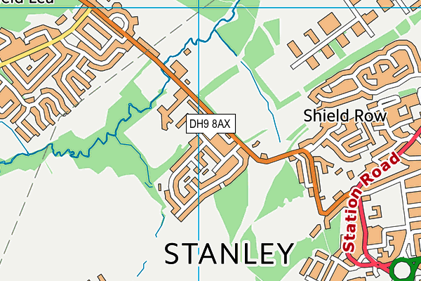 DH9 8AX map - OS VectorMap District (Ordnance Survey) DH9 8AX map - OS VectorMap District (Ordnance Survey)