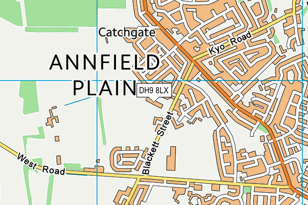 DH9 8LX map - OS VectorMap District (Ordnance Survey) DH9 8LX map - OS VectorMap District (Ordnance Survey)