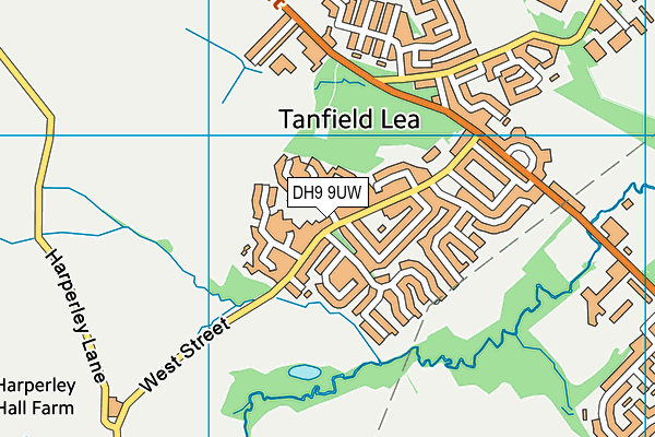 DH9 9UW map - OS VectorMap District (Ordnance Survey) DH9 9UW map - OS VectorMap District (Ordnance Survey)