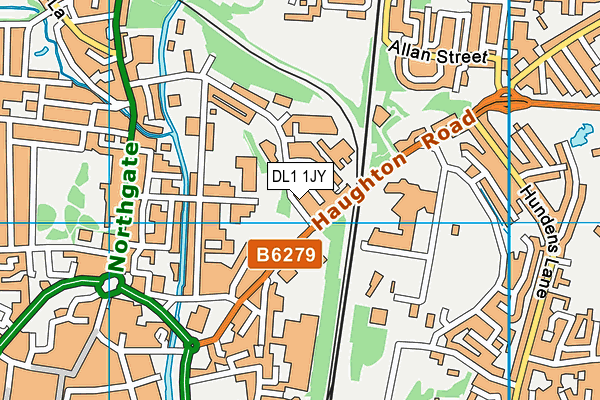 DL1 1JY map - OS VectorMap District (Ordnance Survey) DL1 1JY map - OS VectorMap District (Ordnance Survey)