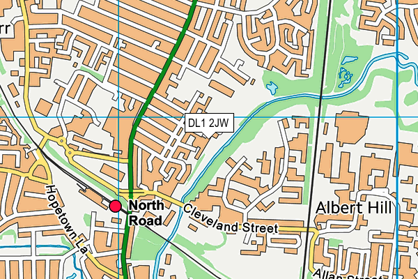 DL1 2JW map - OS VectorMap District (Ordnance Survey) DL1 2JW map - OS VectorMap District (Ordnance Survey)