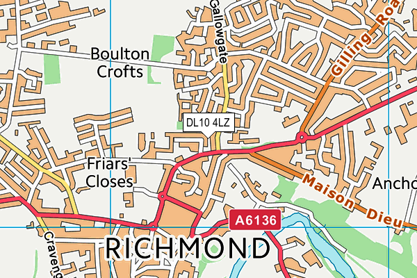 DL10 4LZ map - OS VectorMap District (Ordnance Survey) DL10 4LZ map - OS VectorMap District (Ordnance Survey)