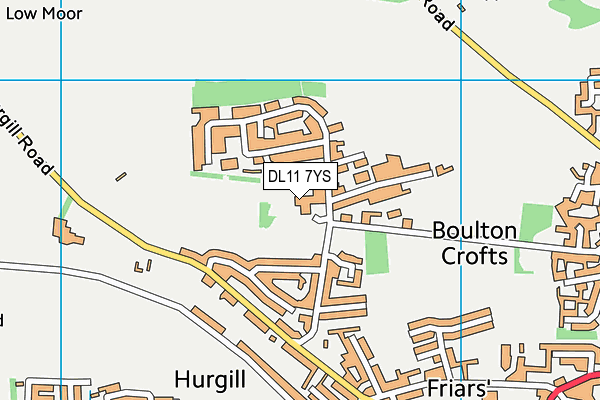 DL11 7YS map - OS VectorMap District (Ordnance Survey) DL11 7YS map - OS VectorMap District (Ordnance Survey)