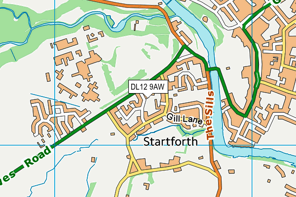 DL12 9AW map - OS VectorMap District (Ordnance Survey) DL12 9AW map - OS VectorMap District (Ordnance Survey)