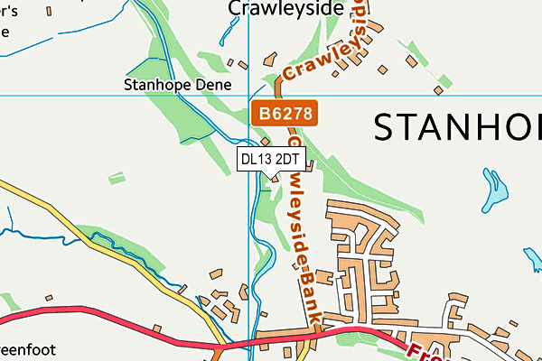 DL13 2DT map - OS VectorMap District (Ordnance Survey)