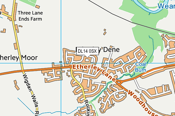 DL14 0SX map - OS VectorMap District (Ordnance Survey) DL14 0SX map - OS VectorMap District (Ordnance Survey)