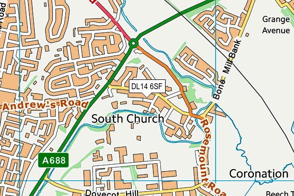 DL14 6SF map - OS VectorMap District (Ordnance Survey)