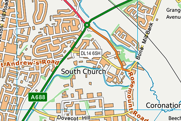 DL14 6SH map - OS VectorMap District (Ordnance Survey) DL14 6SH map - OS VectorMap District (Ordnance Survey)
