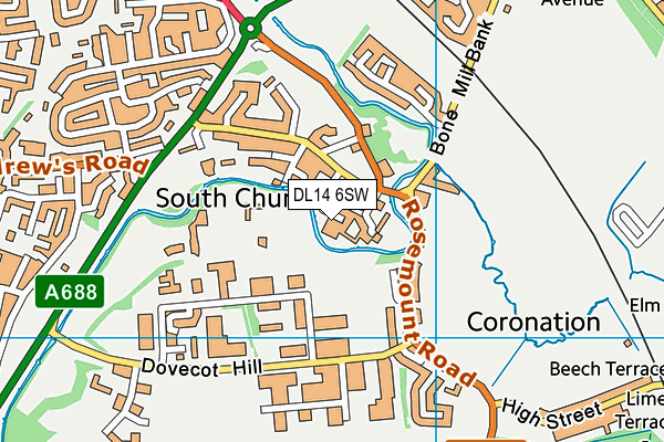 DL14 6SW map - OS VectorMap District (Ordnance Survey) DL14 6SW map - OS VectorMap District (Ordnance Survey)