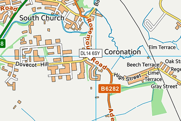 DL14 6SY map - OS VectorMap District (Ordnance Survey) DL14 6SY map - OS VectorMap District (Ordnance Survey)