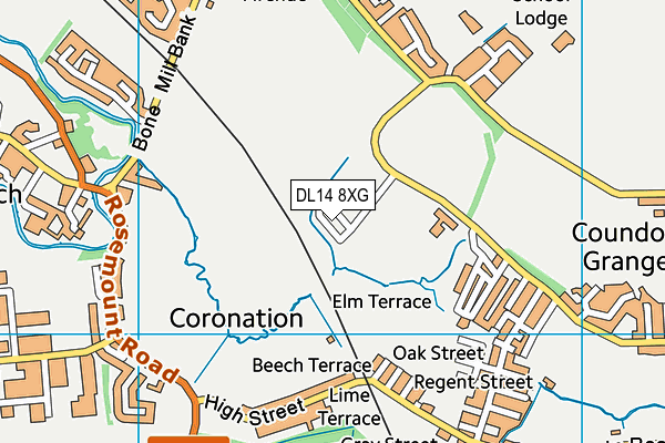 DL14 8XG map - OS VectorMap District (Ordnance Survey) DL14 8XG map - OS VectorMap District (Ordnance Survey)