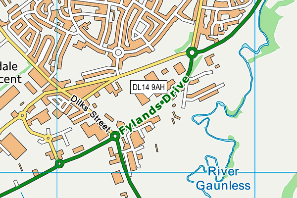 DL14 9AH map - OS VectorMap District (Ordnance Survey) DL14 9AH map - OS VectorMap District (Ordnance Survey)