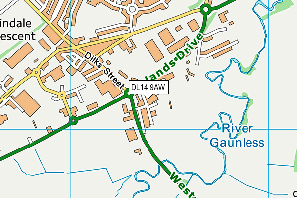 DL14 9AW map - OS VectorMap District (Ordnance Survey) DL14 9AW map - OS VectorMap District (Ordnance Survey)