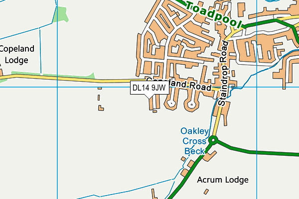 DL14 9JW map - OS VectorMap District (Ordnance Survey) DL14 9JW map - OS VectorMap District (Ordnance Survey)