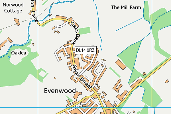 DL14 9RZ map - OS VectorMap District (Ordnance Survey) DL14 9RZ map - OS VectorMap District (Ordnance Survey)