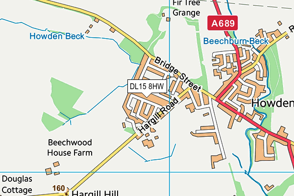 DL15 8HW map - OS VectorMap District (Ordnance Survey) DL15 8HW map - OS VectorMap District (Ordnance Survey)