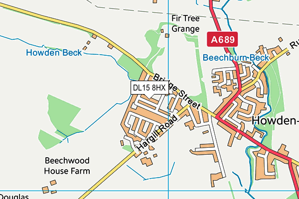 DL15 8HX map - OS VectorMap District (Ordnance Survey)