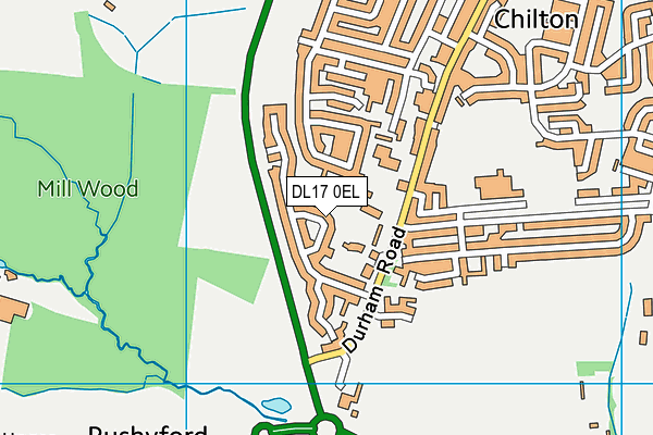 DL17 0EL map - OS VectorMap District (Ordnance Survey)