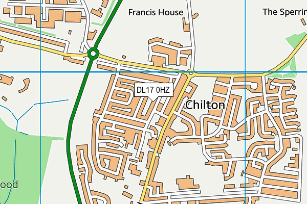 DL17 0HZ map - OS VectorMap District (Ordnance Survey)