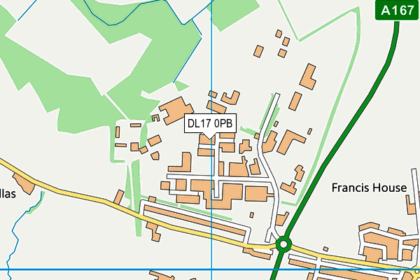 DL17 0PB map - OS VectorMap District (Ordnance Survey) DL17 0PB map - OS VectorMap District (Ordnance Survey)