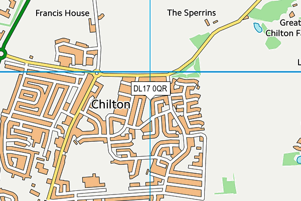 DL17 0QR map - OS VectorMap District (Ordnance Survey)