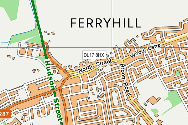 DL17 8HX map - OS VectorMap District (Ordnance Survey) DL17 8HX map - OS VectorMap District (Ordnance Survey)