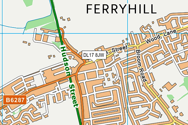 DL17 8JW map - OS VectorMap District (Ordnance Survey) DL17 8JW map - OS VectorMap District (Ordnance Survey)