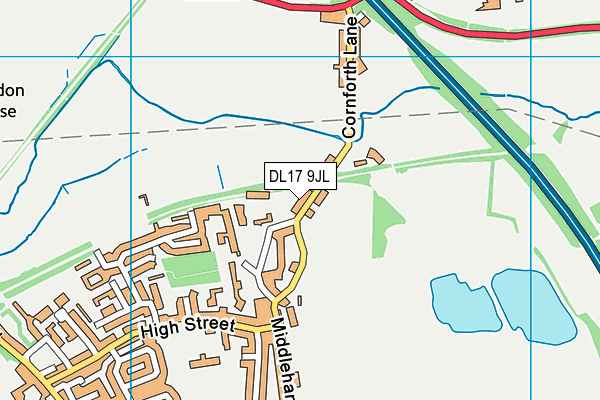 DL17 9JL map - OS VectorMap District (Ordnance Survey) DL17 9JL map - OS VectorMap District (Ordnance Survey)