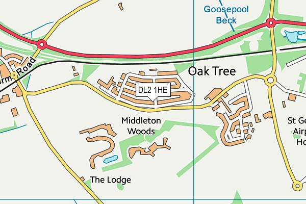 DL2 1HE map - OS VectorMap District (Ordnance Survey) DL2 1HE map - OS VectorMap District (Ordnance Survey)