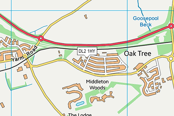 DL2 1HY map - OS VectorMap District (Ordnance Survey) DL2 1HY map - OS VectorMap District (Ordnance Survey)