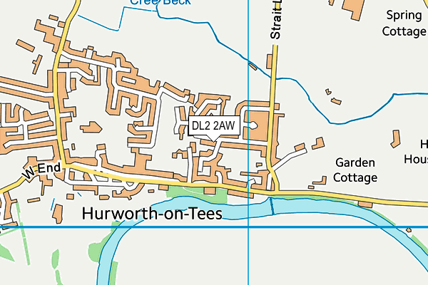 DL2 2AW map - OS VectorMap District (Ordnance Survey)