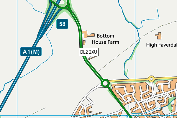 DL2 2XU map - OS VectorMap District (Ordnance Survey) DL2 2XU map - OS VectorMap District (Ordnance Survey)