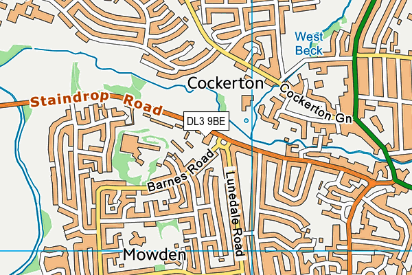 DL3 9BE map - OS VectorMap District (Ordnance Survey)