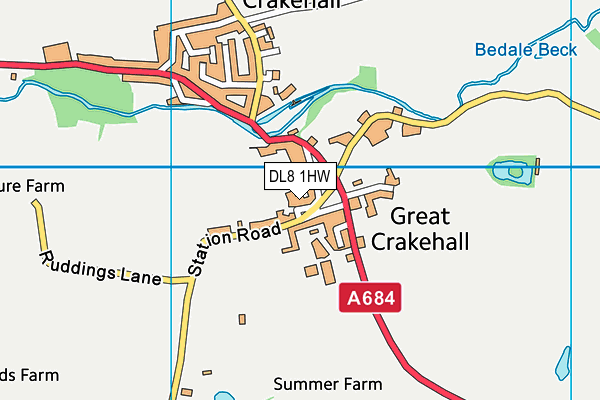 DL8 1HW map - OS VectorMap District (Ordnance Survey) DL8 1HW map - OS VectorMap District (Ordnance Survey)