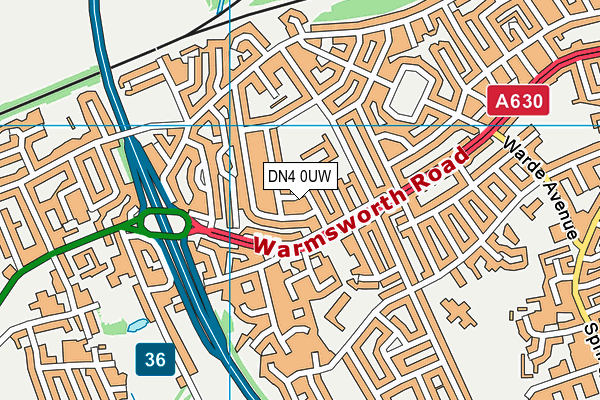DN4 0UW map - OS VectorMap District (Ordnance Survey)