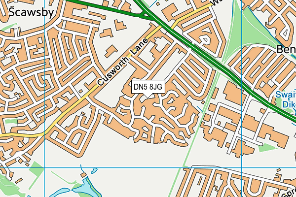 DN5 8JG map - OS VectorMap District (Ordnance Survey) DN5 8JG map - OS VectorMap District (Ordnance Survey)