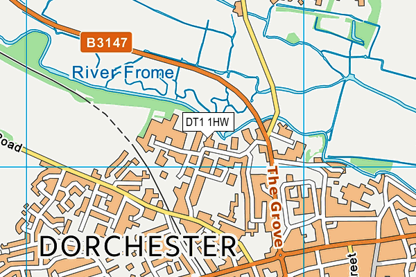DT1 1HW map - OS VectorMap District (Ordnance Survey)